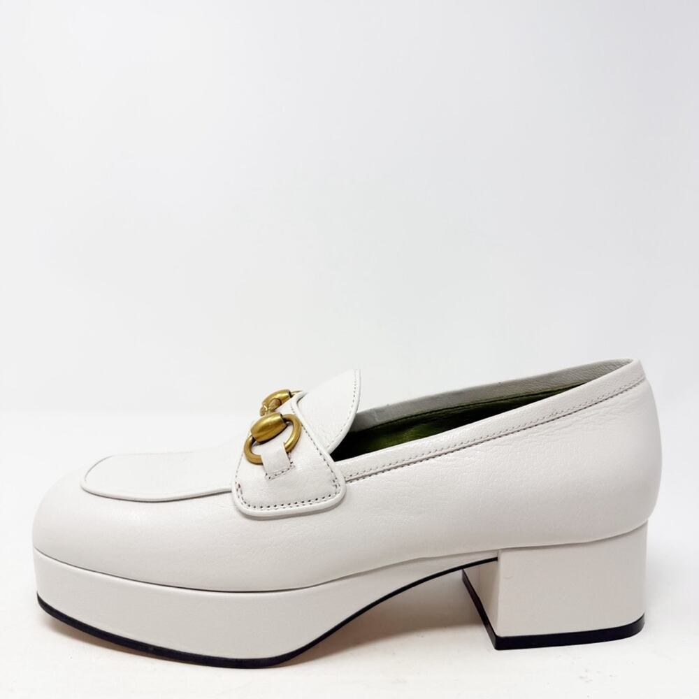 Gucci Houdan Horsebit Platform Loafers White Leather Womens Size EU 36 - Picture 8 of 11
